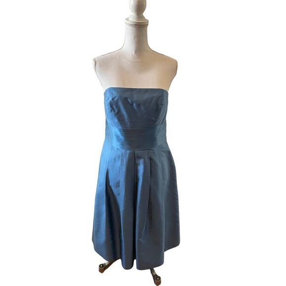 Ann Taylor silk formal strapless dress slate blue 6 - Picture 1 of 8